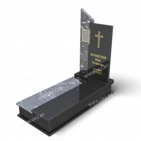 Комбинированный памятник из черного и серого гранита с закрытой плитой, модель ОК-12